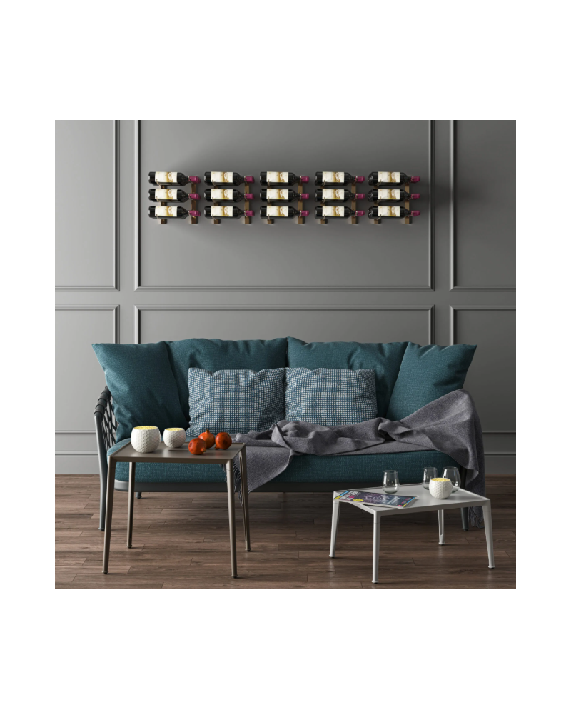 15-Bottle Matte Black Compact Wine Display Over the Couch (5x W11) - Winerack Solutions
